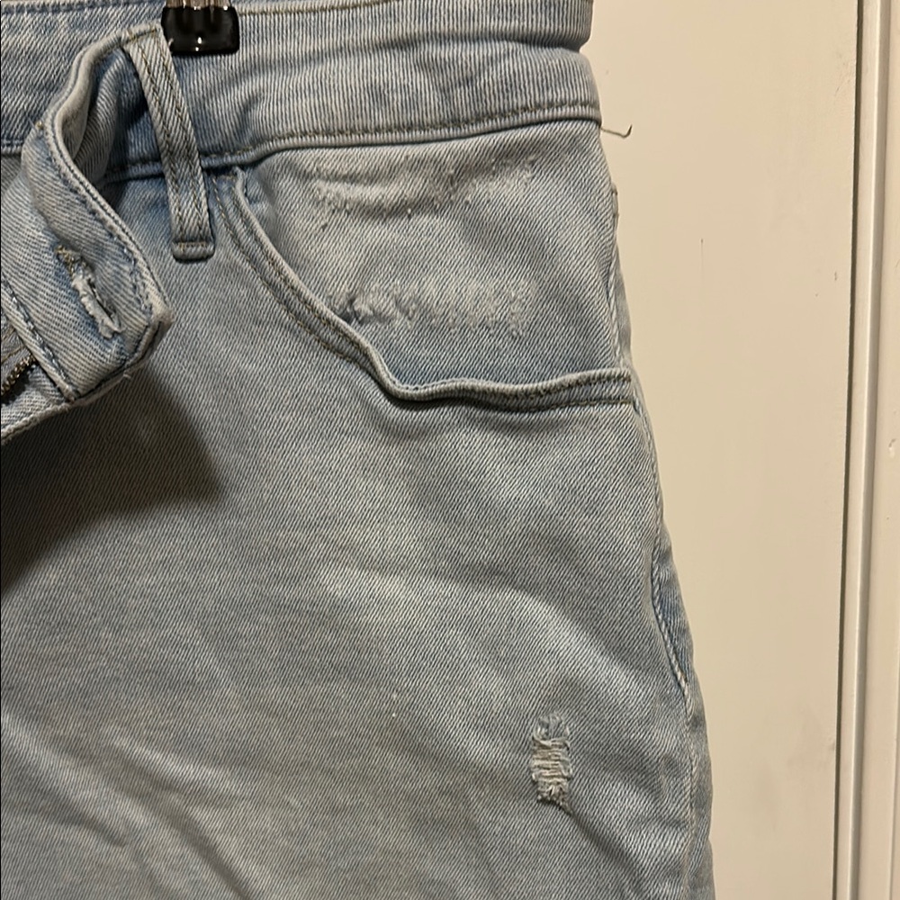 Blue Jean Shorts with Distressed Raw Hem - Picture 5 of 7
